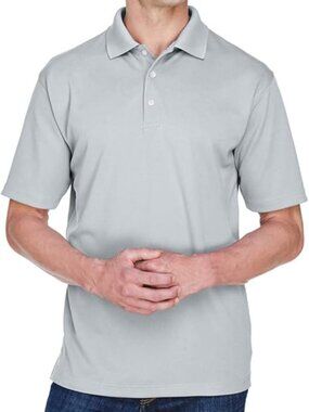 NEW Ultraclub Men’s Silver Performance Polo Shirt